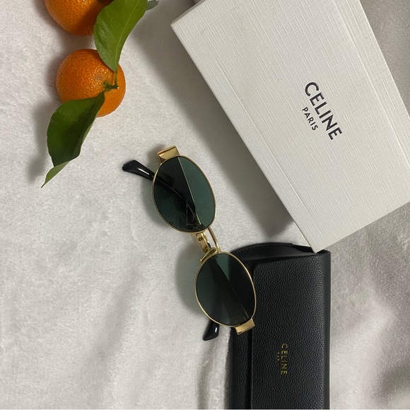 Celine Oval Sunglasses with Gold Frame - Picture 1 of 7